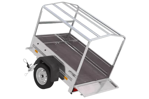 Anhänger 150 KIPP 150x106 cm [mit blauer Hochplane, Hochspriegel und Stützrad] – Bild 5