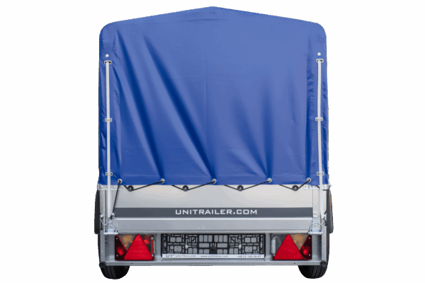 Anhänger Garden Trailer 200 KIPP 200x106 cm 750 kg [mit Hochspriegel, blauer Hochplane und Stützrad] – Bild 4