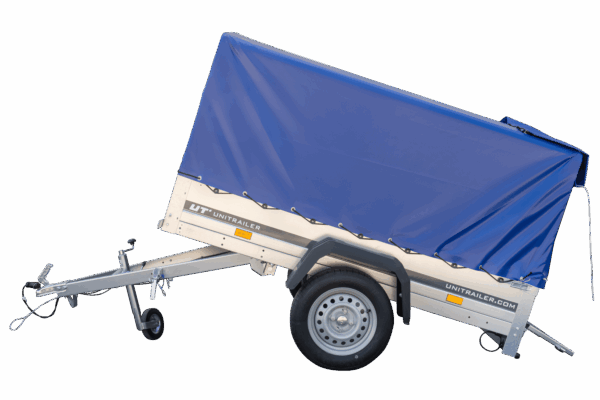Anhänger Garden Trailer 200 KIPP 200x106 cm 750 kg [mit Hochspriegel, blauer Hochplane und Stützrad] – Bild 6