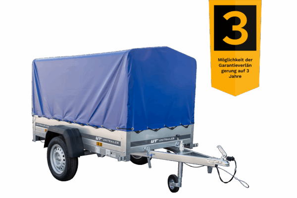 Anhänger Garden Trailer 200 KIPP 200x106 cm 750 kg [mit Hochspriegel, blauer Hochplane und Stützrad] – Bild 2