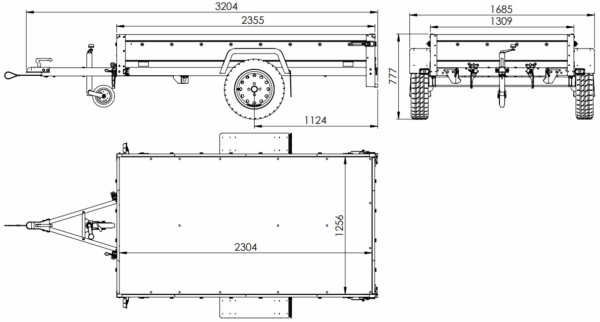 Anhänger Pkw 230x125 Garden Trailer 230 KIPP Unitrailer 750 kg mit Stützrad, Hochplane und Hochspriegel – Bild 2
