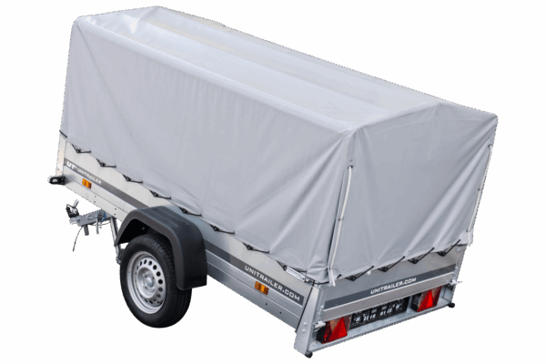 Anhänger Pkw 230x125 Garden Trailer 230 KIPP Unitrailer 750 kg mit Stützrad, Hochplane und Hochspriegel – Bild 4