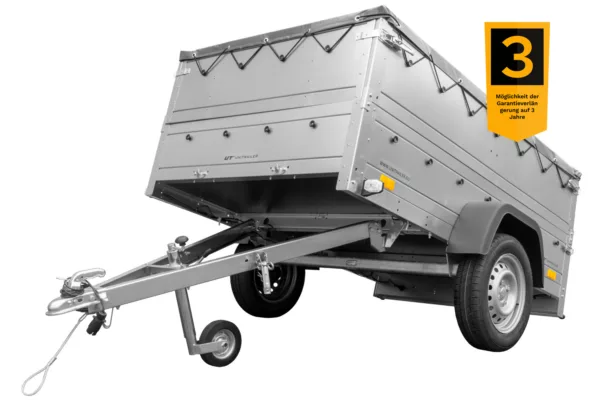 Anhänger kippbar GARDEN TRAILER 201 KIPP mit zusätzlichen Bordwänden, Stützrad und Flachplane – Bild 2