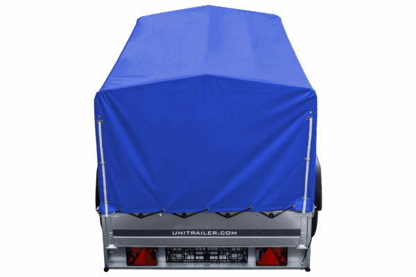 Auto Anhänger 230x125 Garden Trailer 230 KIPP Unitrailer 750 kg mit Stützrad, blauer Hochplane und Hochspriegel – Bild 5