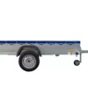 EINACHS-TIEFLADER GARDEN TRAILER 264 KIPP MIT STÜTZRAD, QUERSTREBEN UND BLAUER FLACHPLANE – Bild 5