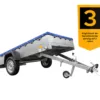 EINACHS-TIEFLADER GARDEN TRAILER 264 KIPP MIT STÜTZRAD, QUERSTREBEN UND BLAUER FLACHPLANE – Bild 2