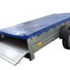 EINACHS-TIEFLADER GARDEN TRAILER 264 KIPP MIT STÜTZRAD, QUERSTREBEN UND BLAUER FLACHPLANE – Bild 6