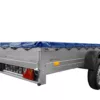EINACHS-TIEFLADER GARDEN TRAILER 264 KIPP MIT STÜTZRAD, QUERSTREBEN UND BLAUER FLACHPLANE – Bild 7