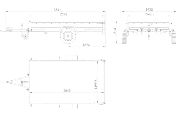 Einachsanhänger 264x150 UNITRAILER GARDEN 265 KIPP mit einem Flachplanenträger und blauer Plane – Bild 2