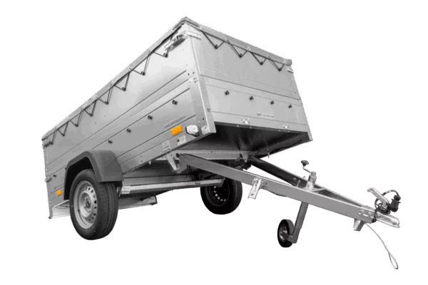 Faltbarer Anhänger GARDEN TRAILER 230 KIPP mit zusätzlichen Bordwänden, Stützrad und Flachplane