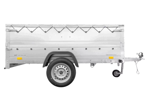 Faltbarer Anhänger GARDEN TRAILER 230 KIPP mit zusätzlichen Bordwänden, Stützrad und Flachplane – Bild 7