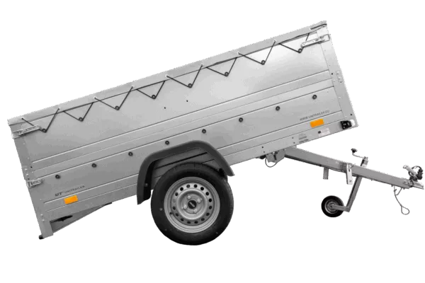 Faltbarer Anhänger GARDEN TRAILER 230 KIPP mit zusätzlichen Bordwänden, Stützrad und Flachplane – Bild 4