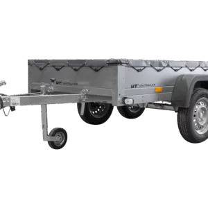 GARDEN TRAILER 264/2 KIPP MIT STÜTZRAD, GRAUE FLACHPLANE UND PLANENTRÄGER