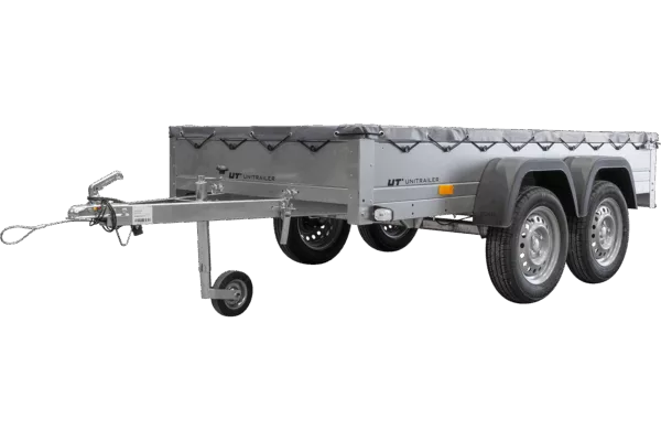 GARDEN TRAILER 264/2 KIPP MIT STÜTZRAD, GRAUE FLACHPLANE UND PLANENTRÄGER