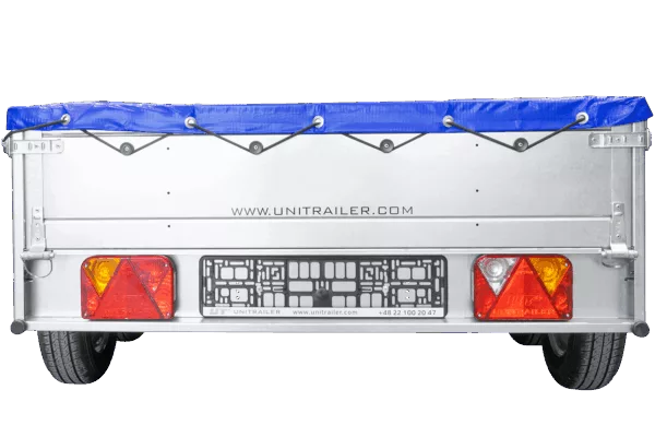 GARDEN TRAILER 264/2 KIPP MIT STÜTZRAD, PLANENTRÄGER UND BLAUER FLACHPLANE – Bild 7