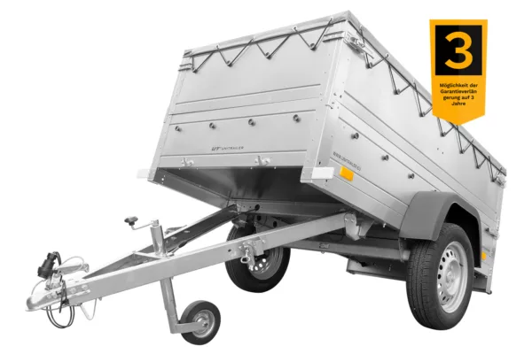 Kippbarer Pkw Anhänger GARDEN TRAILER 200 KIPP mit zusätzlichen Bordwänden, Stützrad und Flachplane – Bild 2