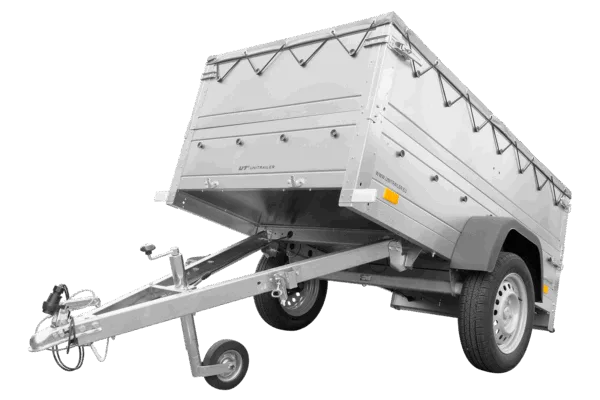 Kippbarer Pkw Anhänger GARDEN TRAILER 200 KIPP mit zusätzlichen Bordwänden, Stützrad und Flachplane