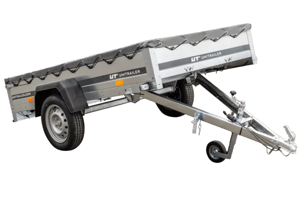 Kipper Pkw Anhänger Garden Trailer 230 KIPP [230 cm x 125 cm] mit Flachplane, Stützrad und Planenträger