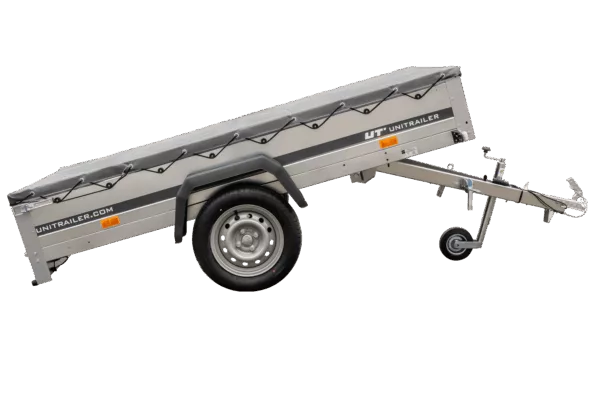 Kipper Pkw Anhänger Garden Trailer 230 KIPP [230 cm x 125 cm] mit Flachplane, Stützrad und Planenträger – Bild 7
