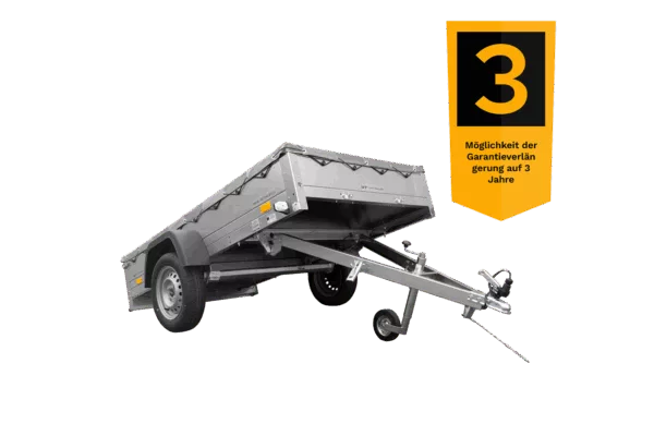 Kipper Pkw Anhänger Garden Trailer 230 KIPP [230 cm x 125 cm] mit Flachplane, Stützrad und Planenträger – Bild 3