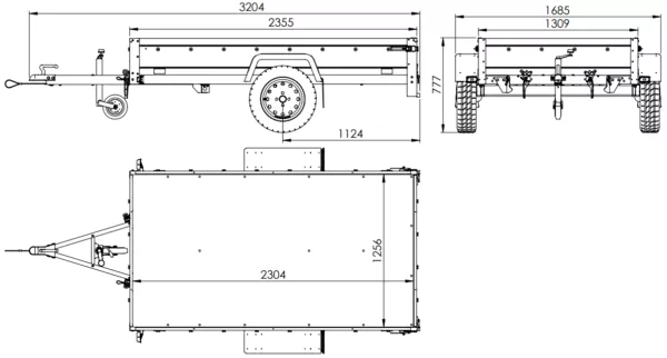 Kipper Pkw Anhänger Garden Trailer 230 KIPP [230 cm x 125 cm] mit Flachplane, Stützrad und Planenträger – Bild 2