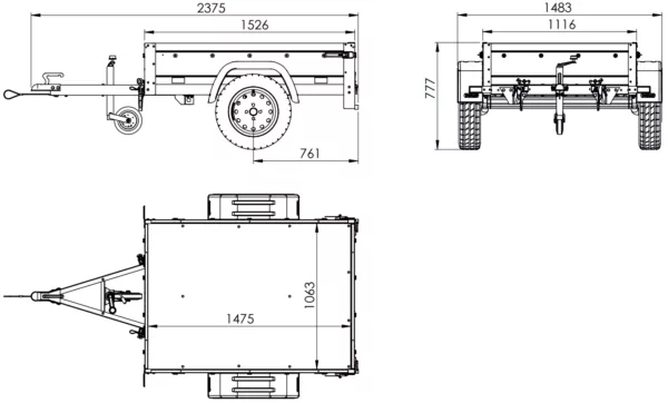 Neu Anhänger GARDEN TRAILER 150 KIPP mit zusätzlichen Bordwänden, Stützrad und Flachplane – Bild 2