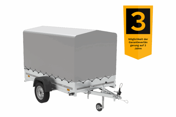 PKW Anhänger 230x125 Garden Trailer 230 KIPP Unitrailer 750 kg mit Stützrad, 110 cm hoher Plane und Hochspriegel – Bild 4