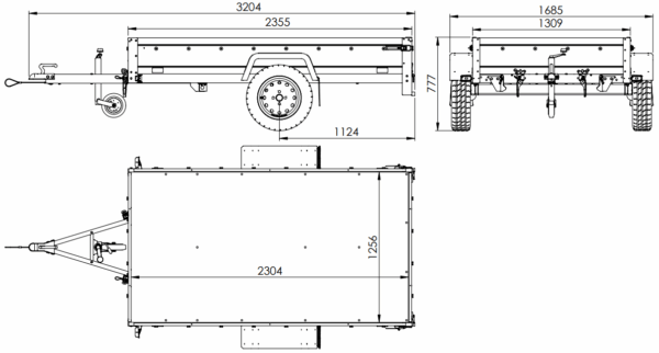 PKW Anhänger 230x125 Garden Trailer 230 KIPP Unitrailer 750 kg mit Stützrad, 110 cm hoher Plane und Hochspriegel – Bild 2