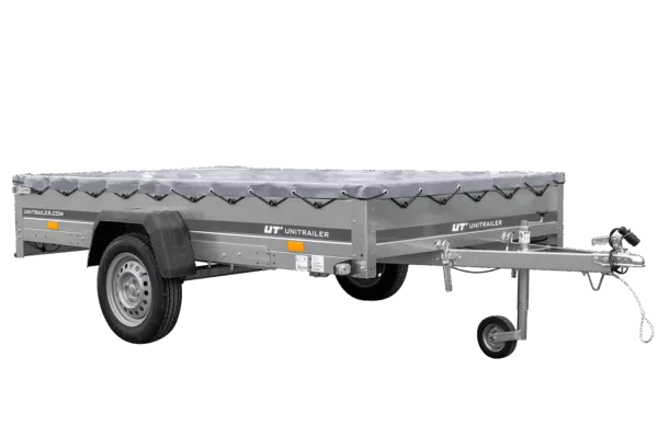 PKW Anhänger 264x150 UNITRAILER GARDEN 265 KIPP mit Flachplanenträger und grauer Plane – Bild 4