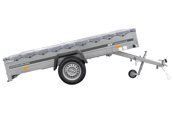 PKW Anhänger 264x150 UNITRAILER GARDEN 265 KIPP mit Flachplanenträger und grauer Plane – Bild 7