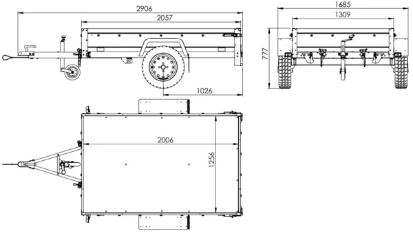 Pkw Anhänger 750 kg ungebremst GARDEN TRAILER 201 KIPP mit zusätzlichen Bordwänden, Stützrad, Hochplane und Hochspriegel – Bild 2