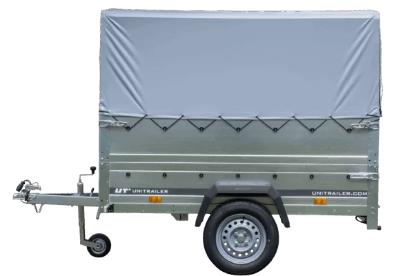 Pkw Anhänger 750 kg ungebremst GARDEN TRAILER 201 KIPP mit zusätzlichen Bordwänden, Stützrad, Hochplane und Hochspriegel – Bild 6