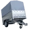 Pkw Anhänger 750 kg ungebremst GARDEN TRAILER 201 KIPP mit zusätzlichen Bordwänden, Stützrad, Hochplane und Hochspriegel