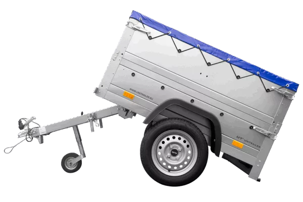 Pkw Anhänger Neu GARDEN TRAILER 150 KIPP mit zusätzlichen Bordwänden, Stützrad und blauer Flachplane – Bild 5