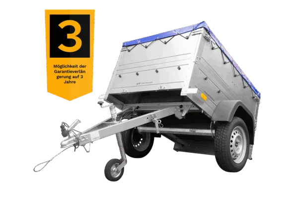 Pkw Anhänger Neu GARDEN TRAILER 150 KIPP mit zusätzlichen Bordwänden, Stützrad und blauer Flachplane – Bild 3