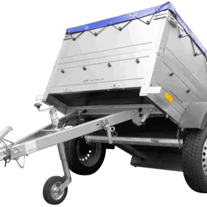 Pkw Anhänger Neu GARDEN TRAILER 150 KIPP mit zusätzlichen Bordwänden, Stützrad und blauer Flachplane