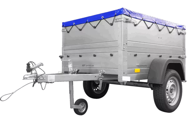 Pkw Anhänger Neu GARDEN TRAILER 150 KIPP mit zusätzlichen Bordwänden, Stützrad und blauer Flachplane – Bild 7