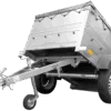 Pkw Anhänger Neu GARDEN TRAILER 150 KIPP mit zusätzlichen Bordwänden, Stützrad und grauer Flachplane