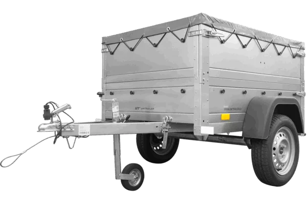 Pkw Anhänger Neu GARDEN TRAILER 150 KIPP mit zusätzlichen Bordwänden, Stützrad und grauer Flachplane – Bild 3
