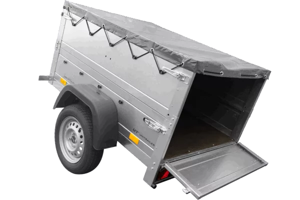Pkw Anhänger Neu GARDEN TRAILER 150 KIPP mit zusätzlichen Bordwänden, Stützrad und grauer Flachplane – Bild 6