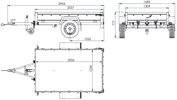 Pkw Anhänger kippbar 750 kg GARDEN TRAILER 201 KIPP mit zusätzlichen Bordwänden, Stützrad und grauer Flachplane – Bild 2