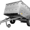 Pkw Anhänger kippbar 750 kg GARDEN TRAILER 201 KIPP mit zusätzlichen Bordwänden, Stützrad und grauer Flachplane