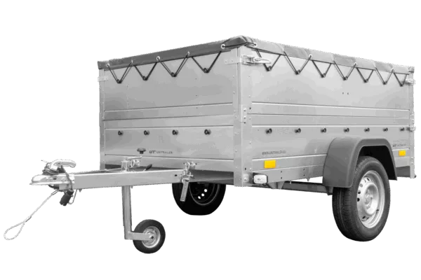 Pkw Anhänger kippbar 750 kg GARDEN TRAILER 201 KIPP mit zusätzlichen Bordwänden, Stützrad und grauer Flachplane – Bild 4