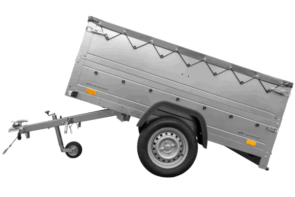 Pkw Anhänger kippbar 750 kg GARDEN TRAILER 201 KIPP mit zusätzlichen Bordwänden, Stützrad und grauer Flachplane – Bild 5