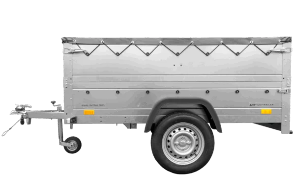 Pkw Anhänger kippbar 750 kg GARDEN TRAILER 201 KIPP mit zusätzlichen Bordwänden, Stützrad und grauer Flachplane – Bild 6