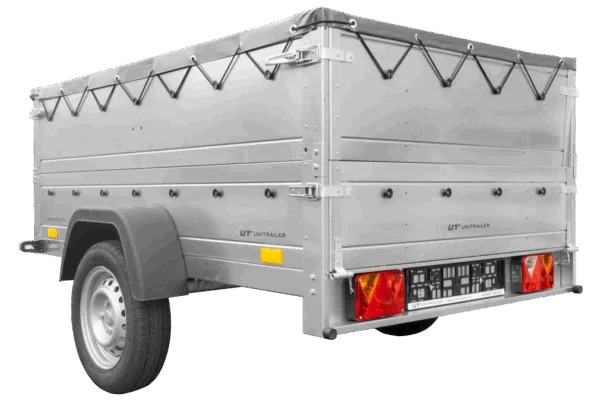 Pkw Anhänger kippbar 750 kg GARDEN TRAILER 201 KIPP mit zusätzlichen Bordwänden, Stützrad und grauer Flachplane – Bild 7