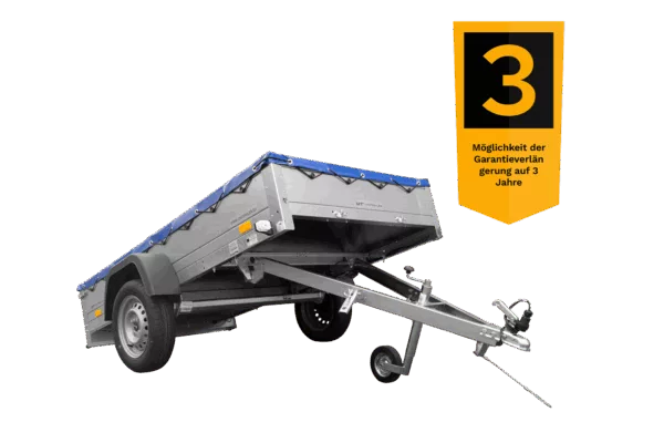 Pkw-Kippanhänger Garden Trailer 230 KIPP [230 cm x 125 cm] mit Flachplane, Stützrad und Planenträger – Bild 3