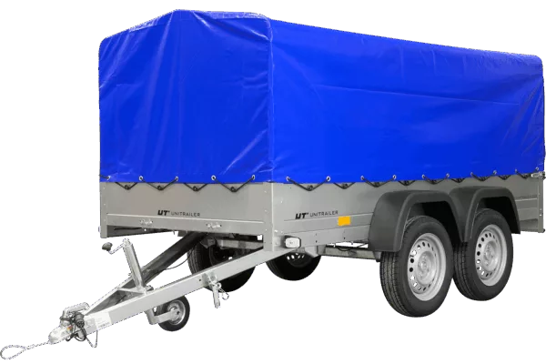 UNITRAILER GARDEN TRAILER ANHÄNGER 264/2 KIPP MIT STÜTZRAD, RAHMEN H-800 UND BLAUER ABDECKUNG