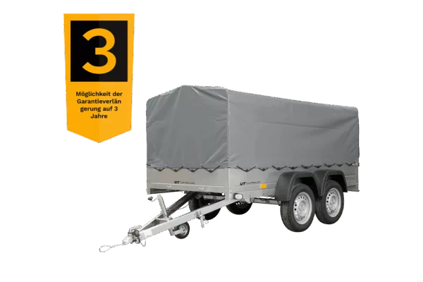 UNITRAILER GARDEN TRAILER ANHÄNGER 264/2 KIPP MIT STÜTZRAD, SPRIEGEL UND GRAUER PLANE – Bild 3
