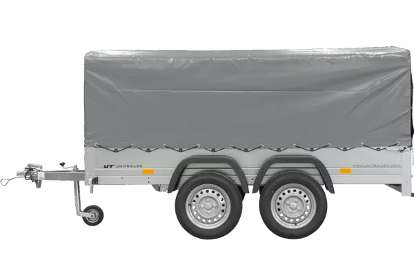 UNITRAILER GARDEN TRAILER ANHÄNGER 264/2 KIPP MIT STÜTZRAD, SPRIEGEL UND GRAUER PLANE – Bild 5